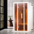 Experience Ultimate Relaxation: 2-Person Extendable FAR Infrared Sauna with Hemlock Wood, Low EMF Carbon Heaters, LED Lights, Bluetooth Speaker, and Digital Control Panel