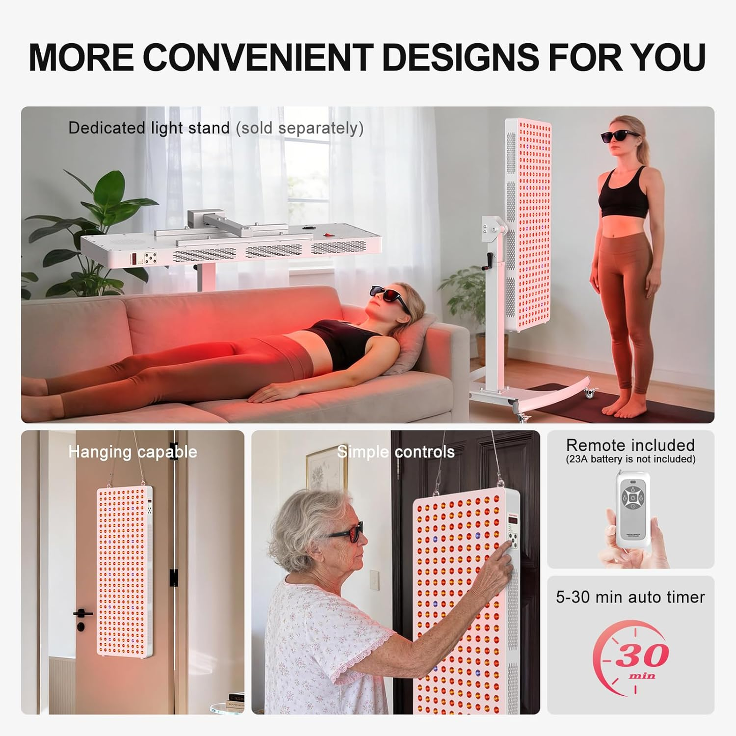 Red Light Therapy Panel Designed for Full Body Treatment, 7 Clinical Wavelengths, 300 Dual Chip LEDs, Timer Control