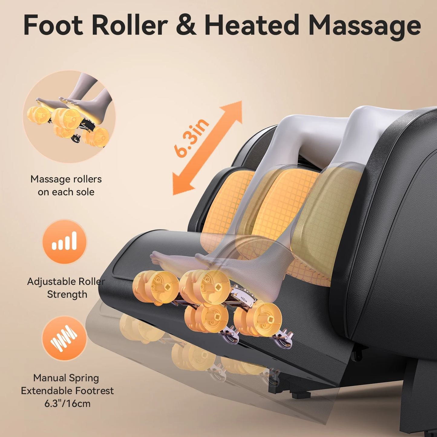 Massage Chair Built for Zero Gravity Relaxation, 4D Kneading, Heat Therapy, 40 Airbags, Bluetooth Control