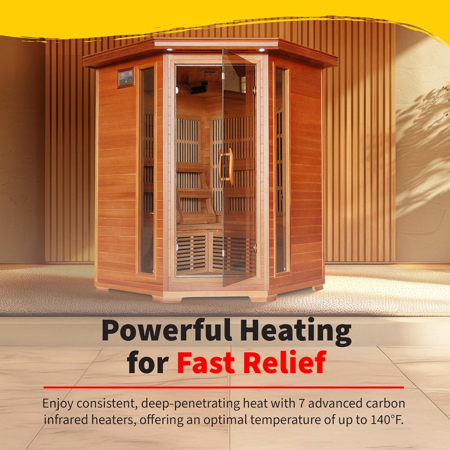 Hudson Bay 3-Person Cedar Corner Infrared Sauna with 7 Carbon Heaters