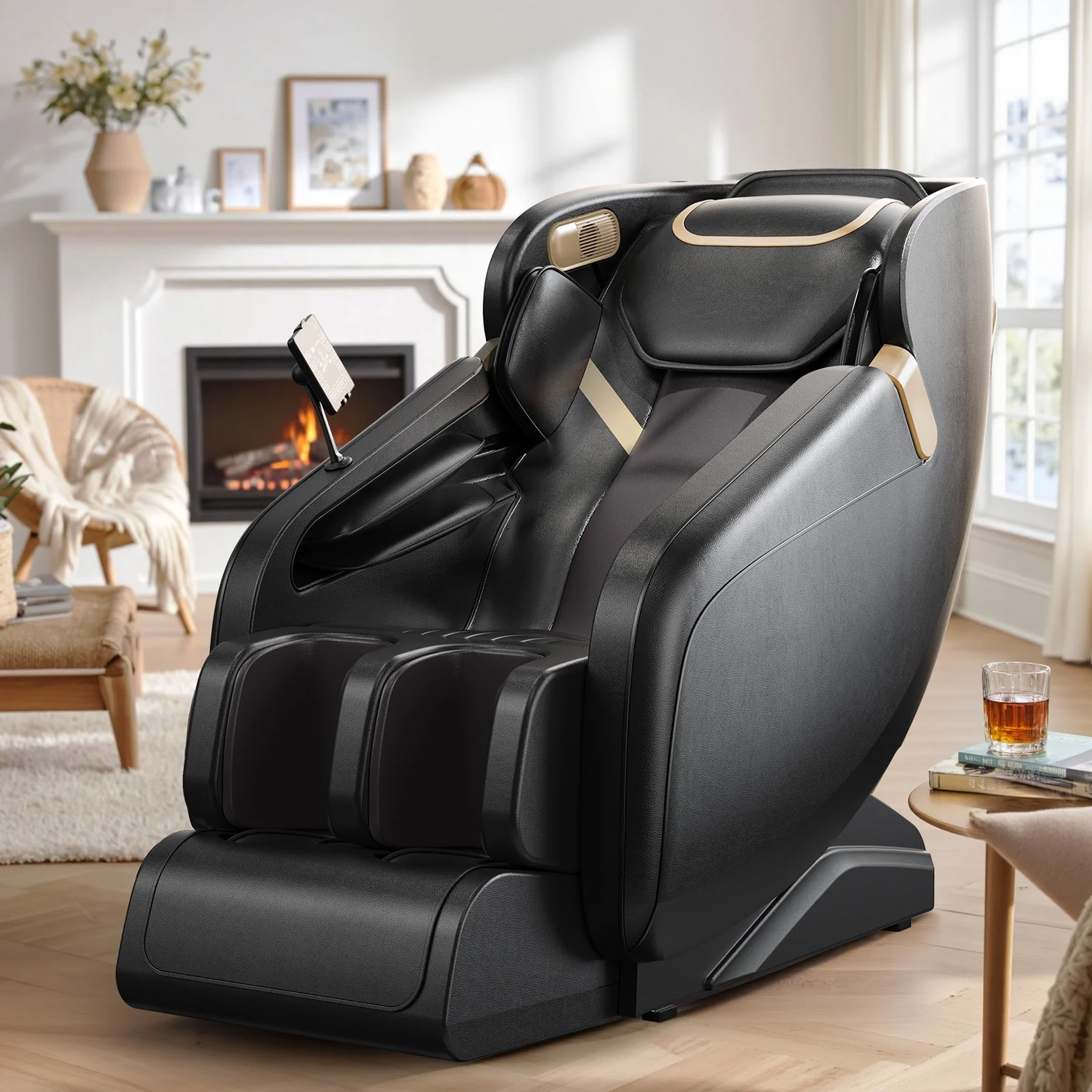 Massage Chair Built for Zero Gravity Relaxation, 4D Kneading, Heat Therapy, 40 Airbags, Bluetooth Control
