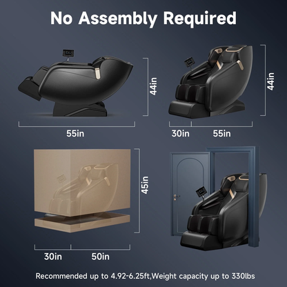 Massage Chair Built for Zero Gravity Relaxation, 4D Kneading, Heat Therapy, 40 Airbags, Bluetooth Control