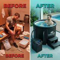 Ice Bath Tub & Cold Plunge Chiller Kit, 1/3HP Ice Bath Chiller with Built-In Pump & Filter, XL 120 Gal Insulated Ice Pod Pro, Cold Plunge Tub with Water Chiller for Cold Therapy — Before & After