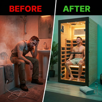 Infrared Sauna 1 Person Far Infrared Sauna Low EMF Indoor Sauna with Starry Light Ceiling Speakers Personal Dry Sauna for Home Gym Spa Fast Heating Easy Assembly 30.7X 30.7X62.2 — Before & After