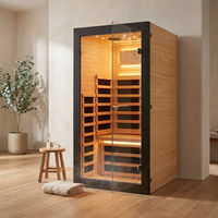 Infrared Sauna 1 Person Far Infrared Sauna Low EMF Indoor Sauna with Starry Light Ceiling Speakers Personal Dry Sauna for Home Gym Spa Fast Heating Easy Assembly 30.7X 30.7X62.2 — Studio Shot