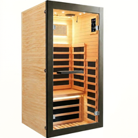 Infrared Sauna 1 Person Far Infrared Sauna Low EMF Indoor Sauna with Starry Light Ceiling Speakers Personal Dry Sauna for Home Gym Spa Fast Heating Easy Assembly 30.7X 30.7X62.2 — Studio Shot