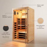 Infrared Sauna 1 Person Far Infrared Sauna Low EMF Indoor Sauna with Starry Light Ceiling Speakers Personal Dry Sauna for Home Gym Spa Fast Heating Easy Assembly 30.7X 30.7X62.2 — infographic